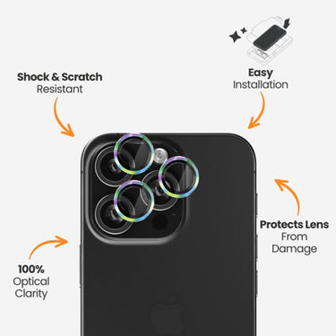 EFM Camera Lens Screen Armour for iPhone 16 Pro and 16 Pro Max - Rainbow